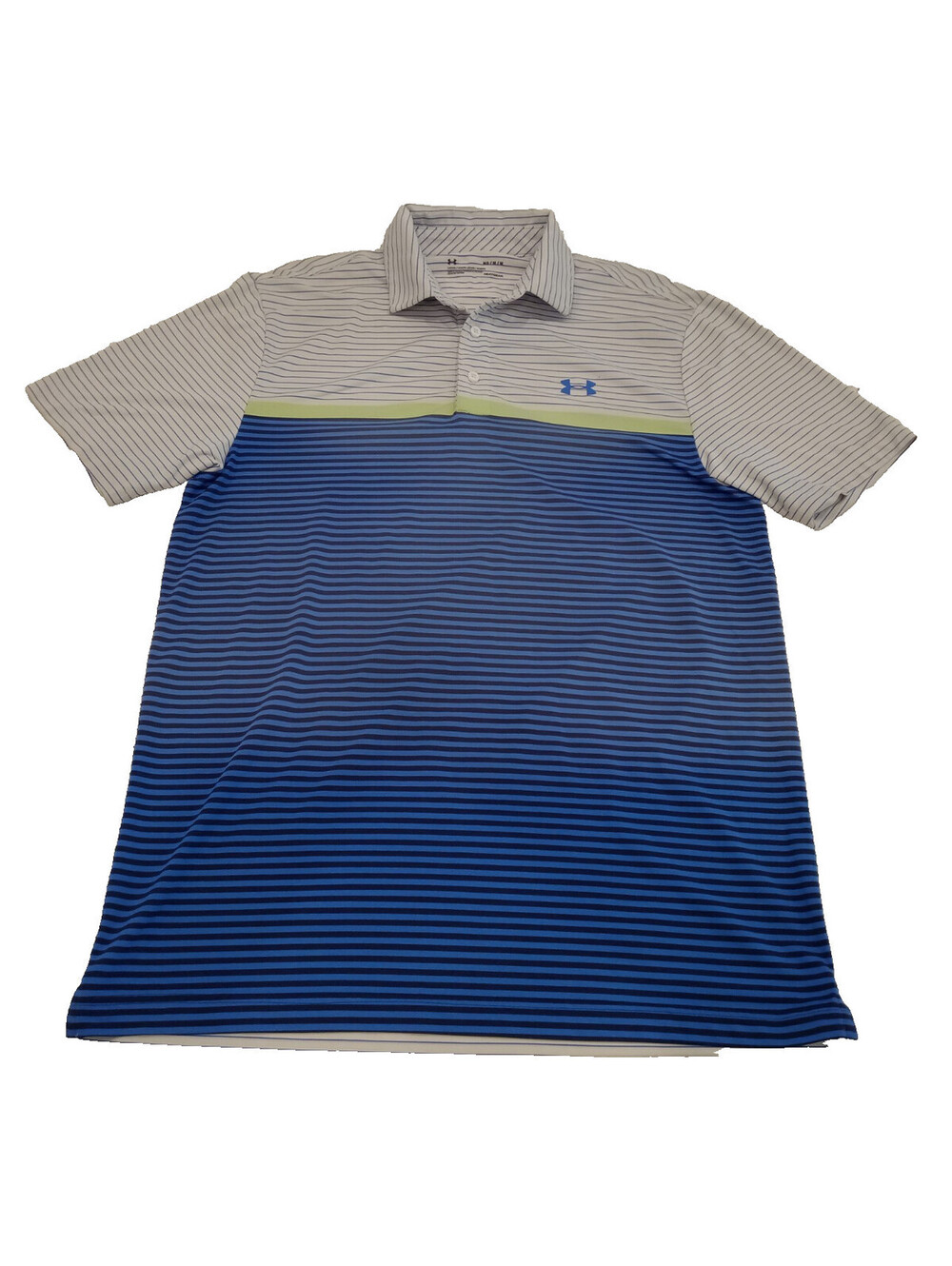 Under Armour Polo Shirt Mens Medium HeatGear Loose Fit Multi Color Stripe Golf M